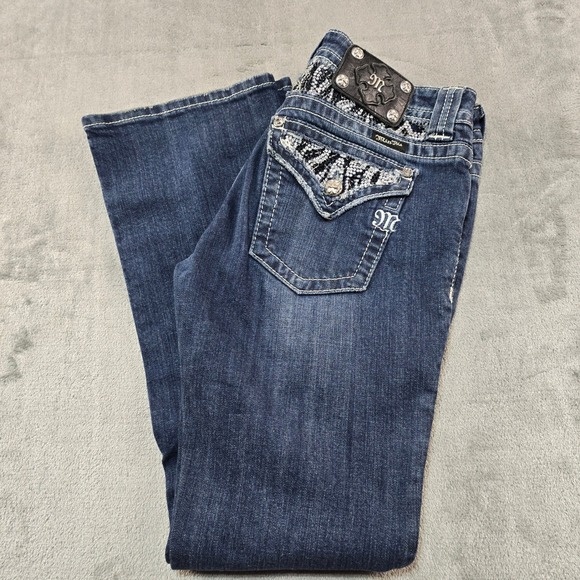 Miss Me Denim - Miss Me Bootcut Jeans Womens 29 Dark Wash Rhinestone Embellished Y2K Bling B